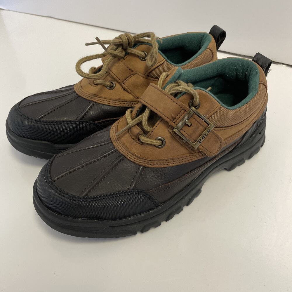 POLO RALPH LAUREN Boys CHOCOLATE/TAN Dover Boots Kids Size 5